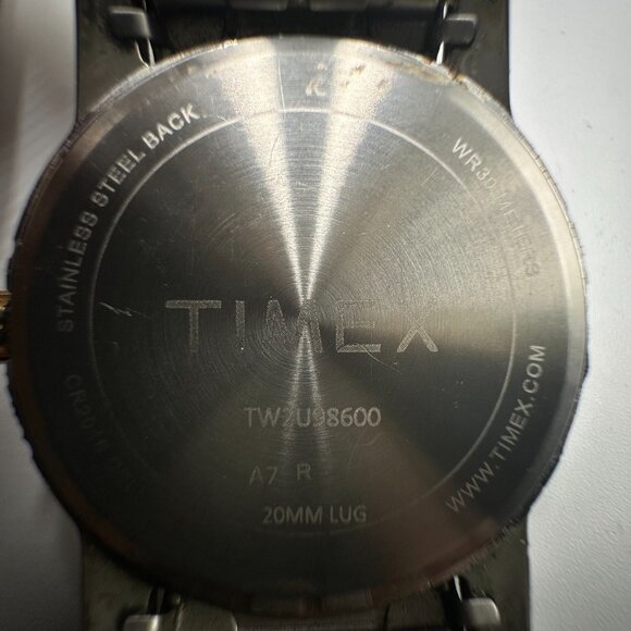 Timex Easy Reader Watch Men Silver Gold Two Tone BROKEN Stretch Band New Battery - Picture 3 of 8